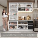 Ver mais imagens de Armário de Cozinha Completa 190cm Glamy Madesa Branco Preto