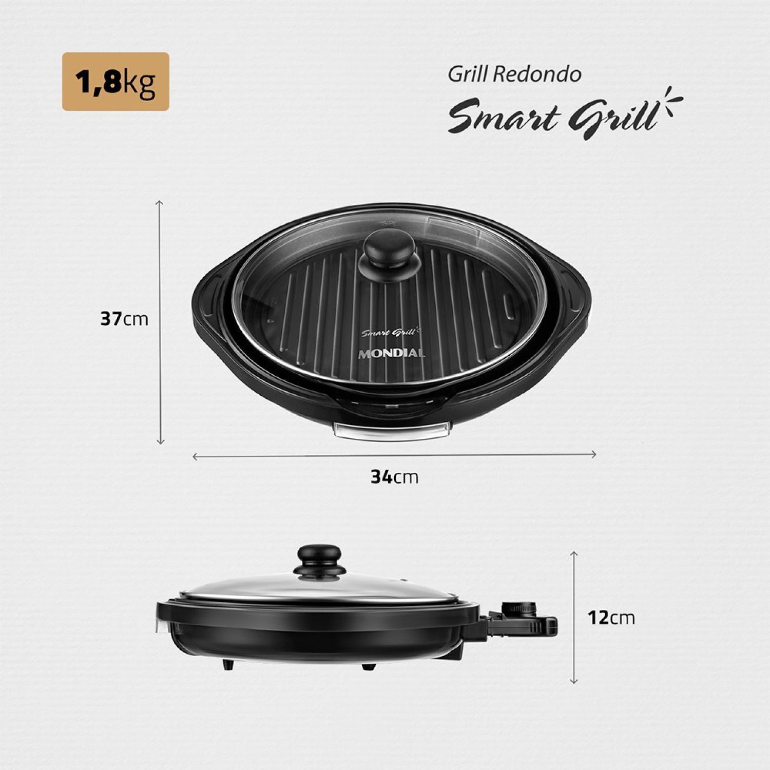 Grill Redondo Smart Grill 30cm 1200w 220v G-04 Mondial - 2