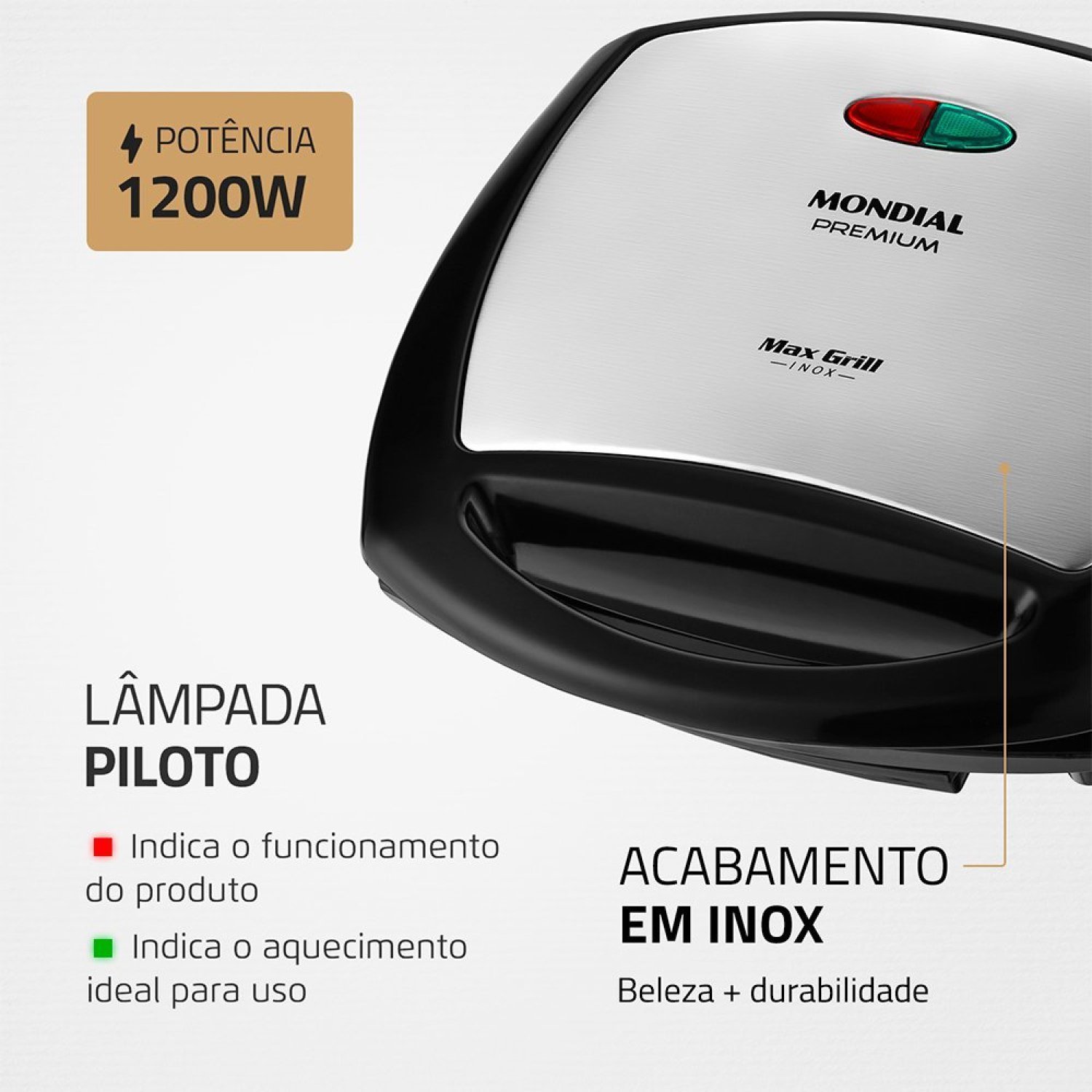 Sanduicheira Elétrica  Max Grill 1200w 127v G-07 Mondial - 6