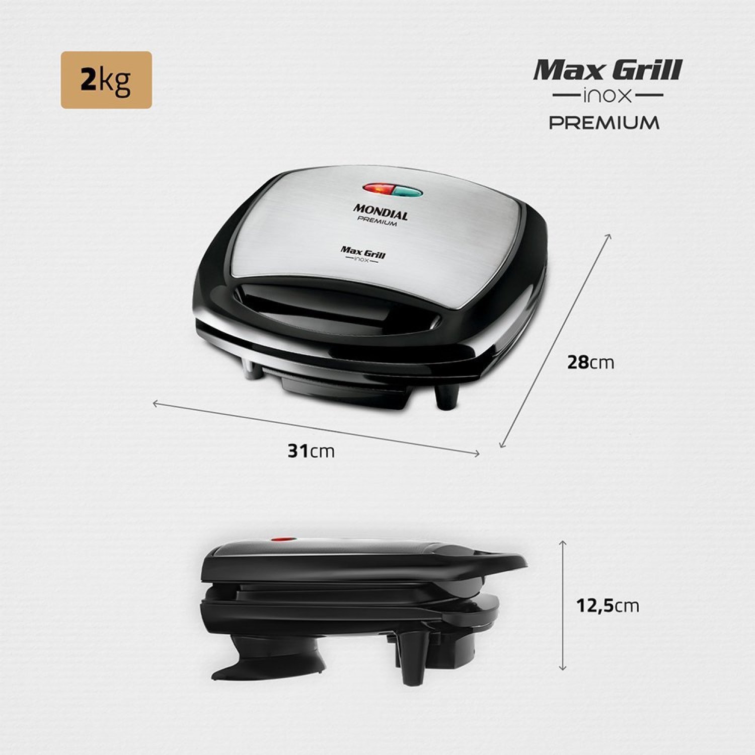 Sanduicheira Elétrica  Max Grill 1200w 127v G-07 Mondial - 2