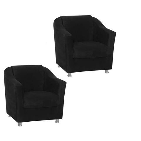 Kit 02 Tilla Preto Suede para Sala de Estar,Salão Escritoria Biselos-Decor