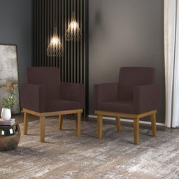 Kit 2 Poltronas Decorativascadeira Reforçada Recepção Marrom Cor:marrom - 2