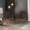 Kit 2 Poltronas Decorativascadeira Reforçada Recepção Marrom Cor:marrom - 2