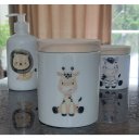 Ver imagem 4 de Kit Higiene Bebê Safari 3 Peças - Potes e Porta Álcool - Peças Porcelana Tampa Pinus