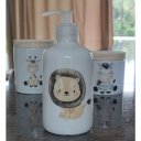 Ver imagem 5 de Kit Higiene Bebê Safari 3 Peças - Potes e Porta Álcool - Peças Porcelana Tampa Pinus