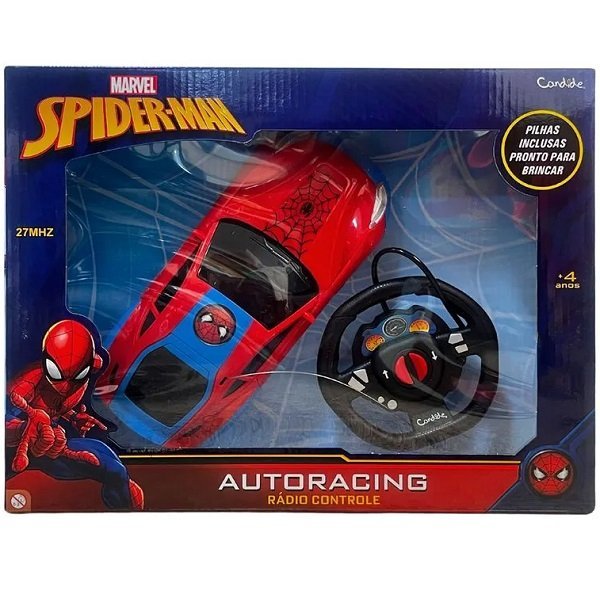 Carro Controle Remoto Auto Racing 3 Funções Spider Man Candide 58003