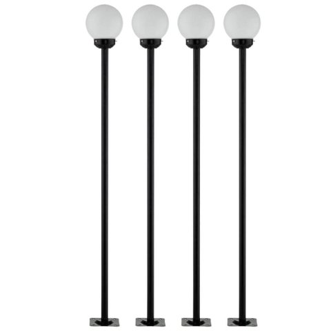 Jogo 4 Postes Alumínio Pretos Bivolt sem Globo 189cm Global Dital Jardim Praça