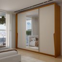 Ver imagem 3 de Guarda-Roupa Casal Mônaco 3 Portas 4 Gavetas com Espelho Freijó/Creme - Panorama Móveis
