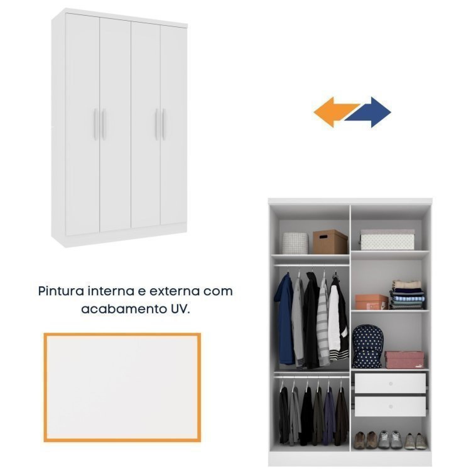 Quarto Completo Roupeiro 4 Portas, Cama, Mesa de Cabeceira, Penteadeira Amsterdam Tcil Móveis - 10