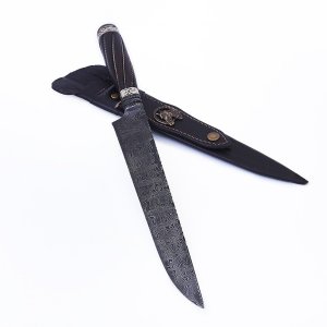 Faca Forjada Aço Damasco 320 Camadas Padrão Aleatório Integral Premium