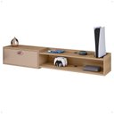 Ver imagem 5 de Rack Bancada Parede Home Supremo Tv 55 Polegadas Nicho Porta Puxador Concha Sala Quarto Moderno