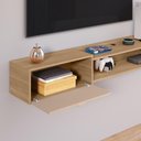 Ver imagem 4 de Rack Bancada Parede Home Supremo Tv 55 Polegadas Nicho Porta Puxador Concha Sala Quarto Moderno