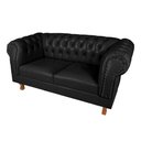 Ver imagem 2 de Conjunto Sofá Namoradeira Chesterfield Capitone Couro Eco Preto Decorativa / Sala, Tv, Estar, Recepç