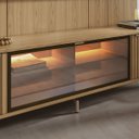 Ver imagem 5 de Rack e Painel para TV 75" 100% MDF 215cm 3 Portas Vidro Reflecta com LED Prateleira Carvalho