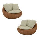 Ver imagem 1 de Kit 2 Poltronas Giratória Sala de Estar com Almofadas Afrodite Bege Caramelo Manchado Linho/pu G45 -