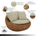 Ver imagem 3 de Kit 2 Poltronas Giratória Sala de Estar com Almofadas Afrodite Bege Caramelo Manchado Linho/pu G45 -