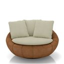 Ver imagem 5 de Kit 2 Poltronas Giratória Sala de Estar com Almofadas Afrodite Bege Caramelo Manchado Linho/pu G45 -