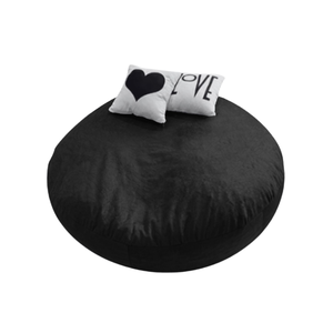 Puff Pera Redondo Gigante Suede com Enchimento Almofadão Decoração Conforto - Preto