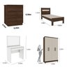 Quarto Completo Roupeiro 4 Portas, Cama, Mesa de Cabeceira, Penteadeira Amsterdam Tcil Móveis - 3