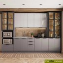 Ver imagem 5 de Cozinha 6 Peças com Paneleiro para Forno e Micro-Ondas com Iluminação e Vidro Fumê Lumina Cinza