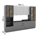 Ver imagem 3 de Cozinha 6 Peças com Paneleiro para Forno e Micro-Ondas com Iluminação e Vidro Fumê Lumina Cinza