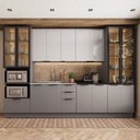 Ver imagem 1 de Cozinha 6 Peças com Paneleiro para Forno e Micro-Ondas com Iluminação e Vidro Fumê Lumina Cinza
