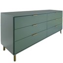 Ver imagem 1 de Comoda 158 Cm 6 Gavetas Pes Madeira Dm243 Verde Oliva Dtall
