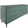 Comoda 158 Cm 6 Gavetas Pes Madeira Dm243 Verde Oliva Dtall - 1