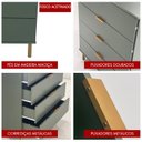 Ver imagem 2 de Comoda 158 Cm 6 Gavetas Pes Madeira Dm243 Verde Oliva Dtall