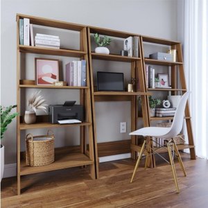 Escrivaninha Estante 2 Prateleiras com 2 Estantes para Livros 4 Prateleiras Tok Espresso Móveis