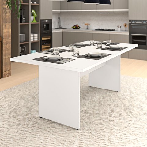 Mesa de Jantar 6 Lugares Cozinha 200x100cm Mdp Netmobil - Branco