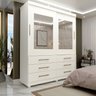 Guarda Roupa Solteiro 2 Portas 6 Gavetas 2 Portas Espelhadas com Pés Luiza Yescasa - 1