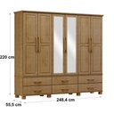 Ver imagem 2 de Guarda Roupa 6 Portas e 6 Gavetas Linha Ouro Madeira Maciça 2254fn Freijó Finestra