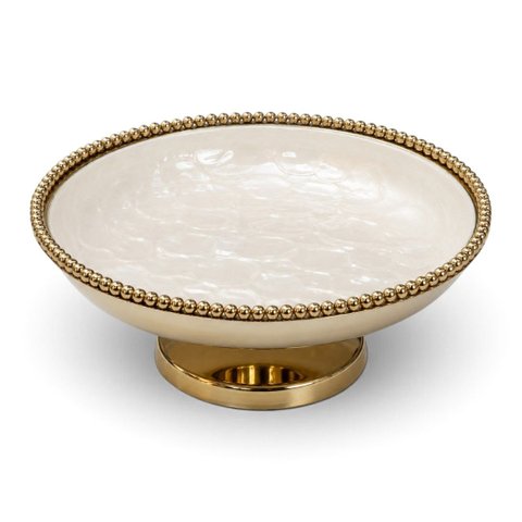 Centro de Mesa Dourado com Branco Perolado a: 10cm
