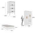 Ver imagem 3 de Conjunto para Quarto com Guarda Roupa Cama Solteiro e Mesa de Cabeceira 3 Gavetas Oregon Tcil Móveis