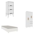 Ver imagem 2 de Conjunto para Quarto com Guarda Roupa Cama Solteiro e Mesa de Cabeceira 3 Gavetas Oregon Tcil Móveis