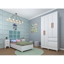 Ver imagem 1 de Conjunto para Quarto com Guarda Roupa Cama Solteiro e Mesa de Cabeceira 3 Gavetas Oregon Tcil Móveis