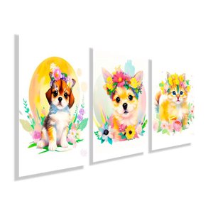 Kit Quadros Decorativos Infantil Animais Abstrato Kit127