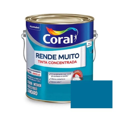 Tinta Acrílica Acabamento Fosco Rende Muito Concentrada Azul Profundo 3,2 litros Coral