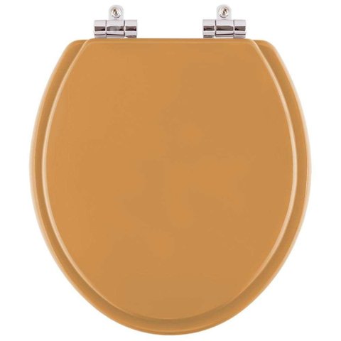 Assento Sanitario Poliester com Amortecedor Convencional Oval Amarelo Terra para Vaso Celite