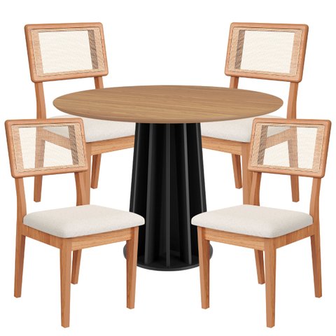 Conjunto de Jantar Mesa 4 Cadeiras Mdf