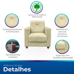 Kit Poltrona Cadeira para Sala Confortável Reforçada Veneza Suede - 3