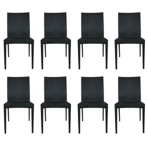 Cadeira Rattan Preta - Kit com 8