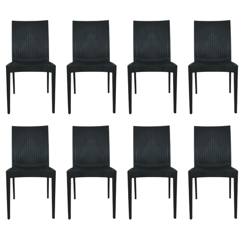 Cadeira Rattan Preta - Kit com 8