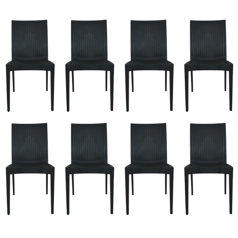 Cadeira Rattan Preta - Kit com 8