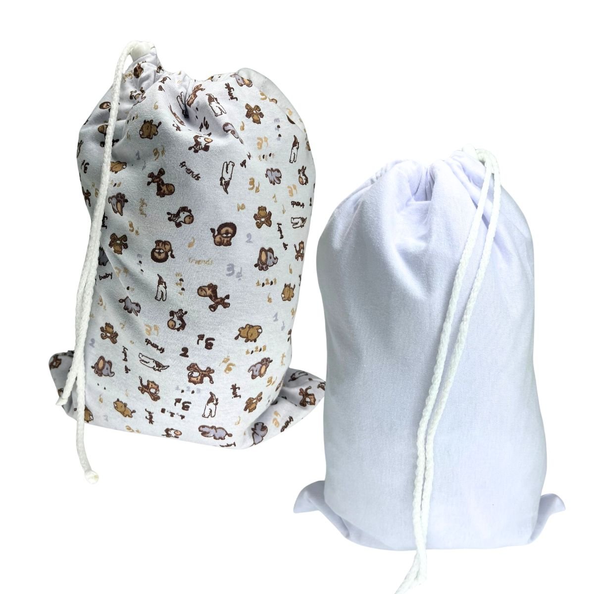 Kit Saco Impermeável Roupa Molhada Bebê Infantil Safari Bco