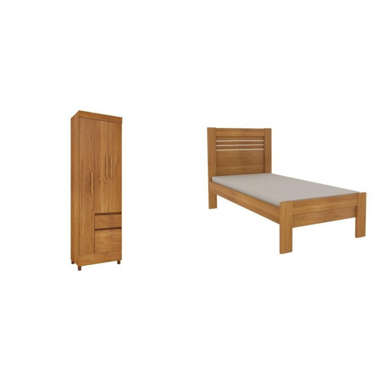 Quarto Completo Guarda Roupa 3 Portas e Cama Solteiro Oregon Tcil Móveis - 2