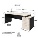Ver imagem 6 de Mesa de Escritório Pedestal 3 Gavetas 1.90x70 Tpo 30mm Netmobil - Dubai