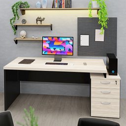 Mesa de Escritório Pedestal 3 Gavetas 1.90x70 Tpo 30mm Netmobil - Dubai - 3