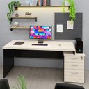 Ver imagem 3 de Mesa de Escritório Pedestal 3 Gavetas 1.90x70 Tpo 30mm Netmobil - Dubai